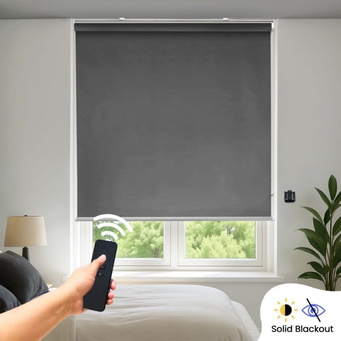 Blackout Solid Motorised Indoor Roller Blind (Polyester)