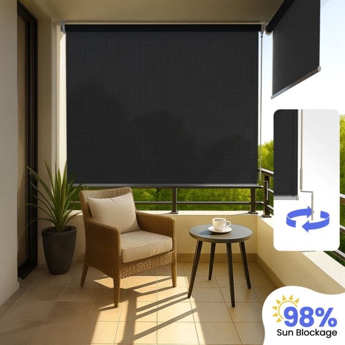 98% Sun Block Outdoor Crank Blind (HDPE)