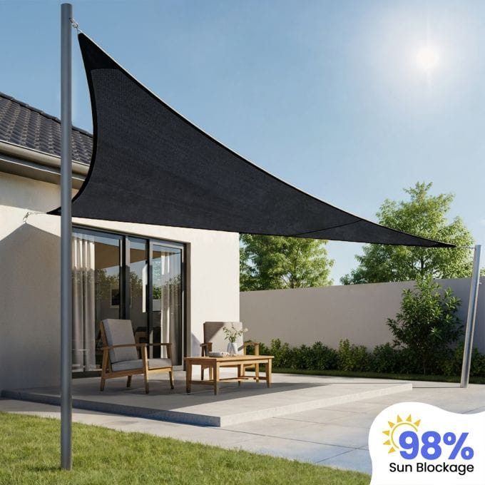 98% Sun Block Shade Sail (Three Sided)