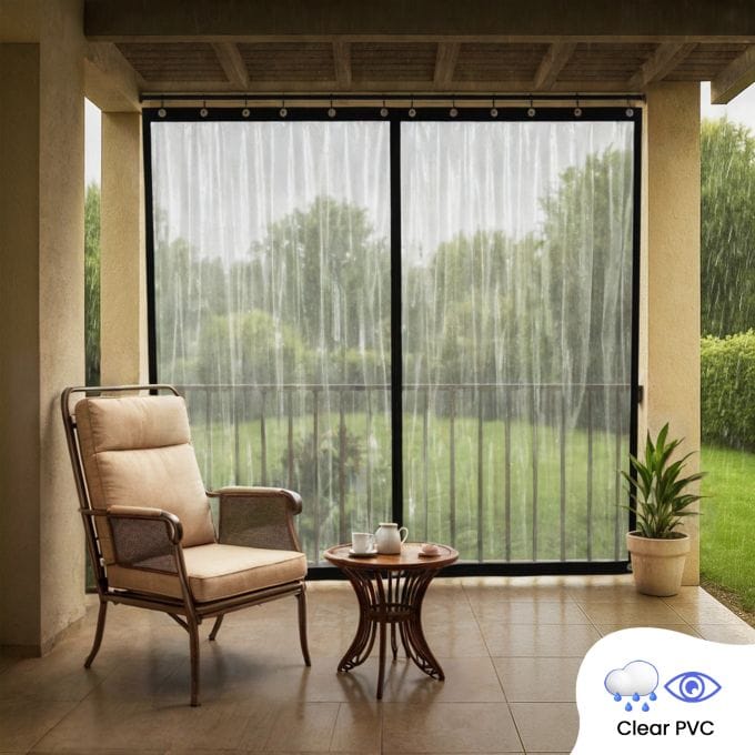 Waterproof Clear Outdoor Eyelet  Curtain (PVC)